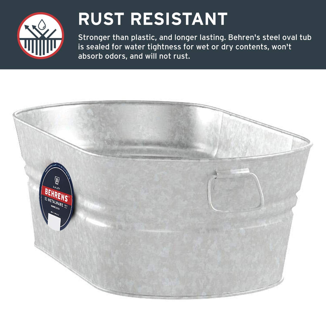 Behrens 2-OV Hot Dipped Galvanized Steel Oval PlanterTub 10-1/2 Gallon Silver - Diamond Home USA
