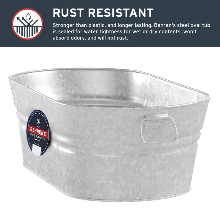 Behrens 2-OV Hot Dipped Galvanized Steel Oval PlanterTub 10-1/2 Gallon Silver - Diamond Home USA