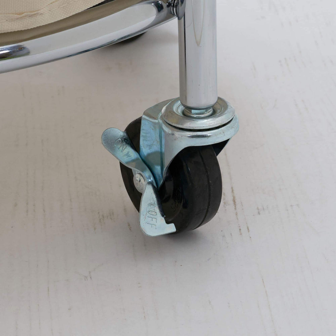 Round Commerical Laundry Hamper On Wheels Chrome Silver Metal - Diamond Home USA