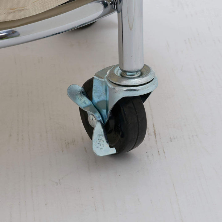 Round Commerical Laundry Hamper On Wheels Chrome Silver Metal - Diamond Home USA