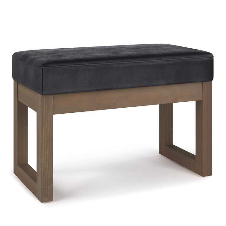 SIMPLIHOME Milltown 27 Inch Wide Contemporary Rectangle Footstool Ottoman Distressed Black