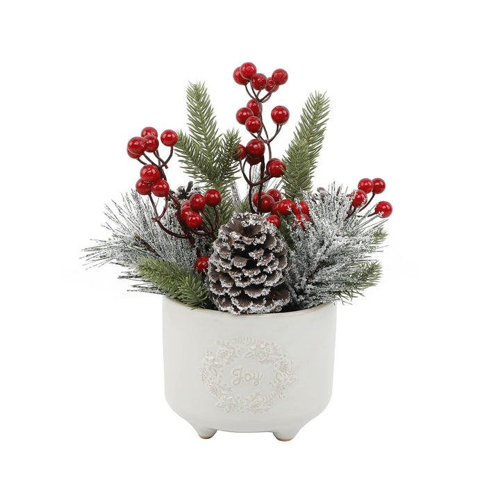 Flora Bunda Xmas Mix in Joy Wreath Ceramic Pot 6X6X5