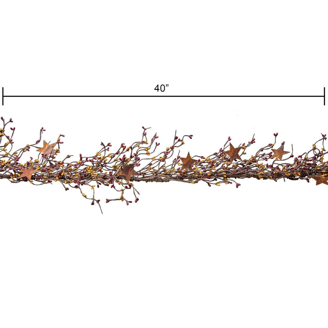 Pip Berry Garland with Stars Burgundy and Old Gold 40" Red/Gold 40 Inches Un-lit - Diamond Home USA
