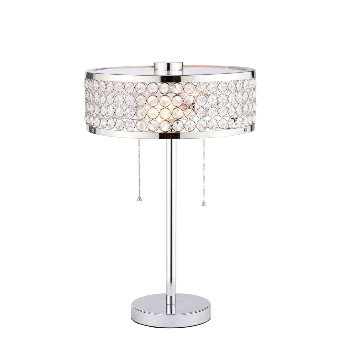 12 Inch Glam Crystal Pull Chains Table Lamp 2-Light Chrome Modern Contemporary - Diamond Home USA