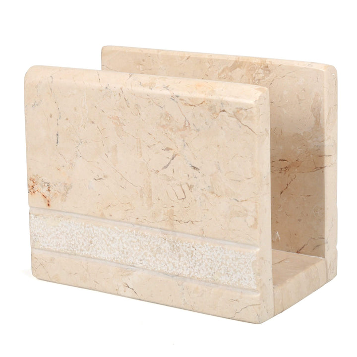 Natural Champagne Marble Stone Napkin Holder Stand Dispenser Hand Carved Style