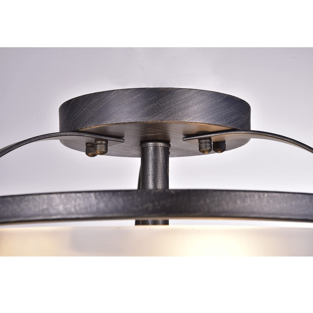 The Lighting Store Blanca Antique Black Opal Glass Shade Semi-Flush Mount - Diamond Home USA