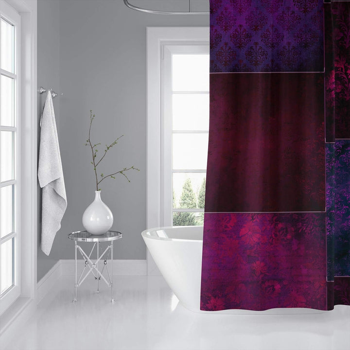 Eclectic Bohemian chwork Wine and Purple Shower Curtain by - 71x74 Purple - Diamond Home USA