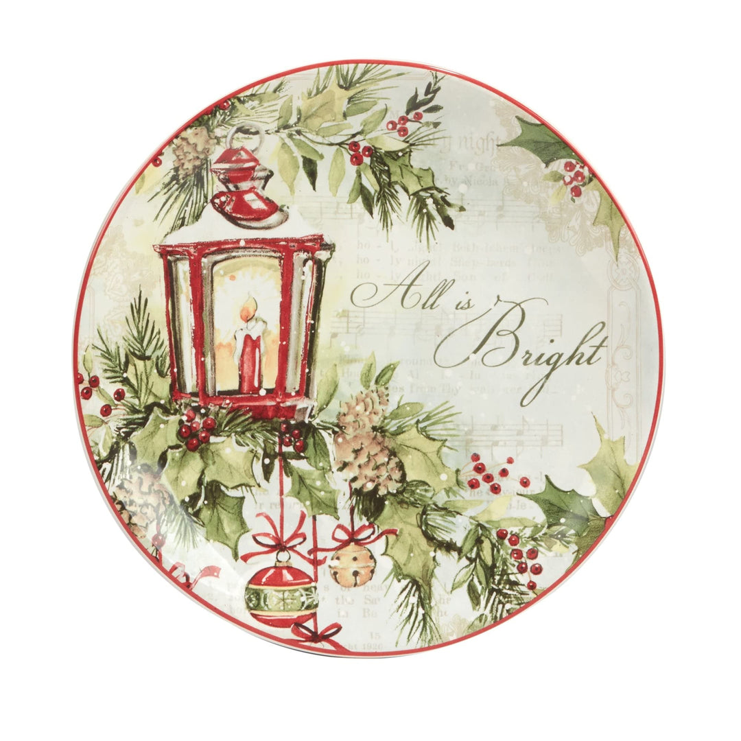 Silent Night 9" Salad/dessert Plates Set Of 4 Multi Color Red White Floral - Diamond Home USA