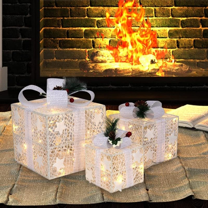 Lighted Gift Boxes Christmas Decoration Set of 3 Outdoor