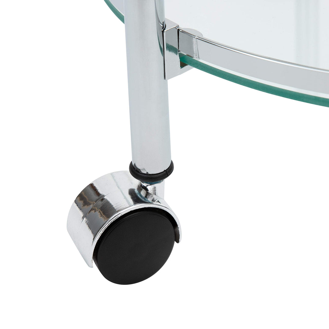 Organize It All Rolling 3 Tier Glass Circular Serving Cart Silver (Model: - Diamond Home USA