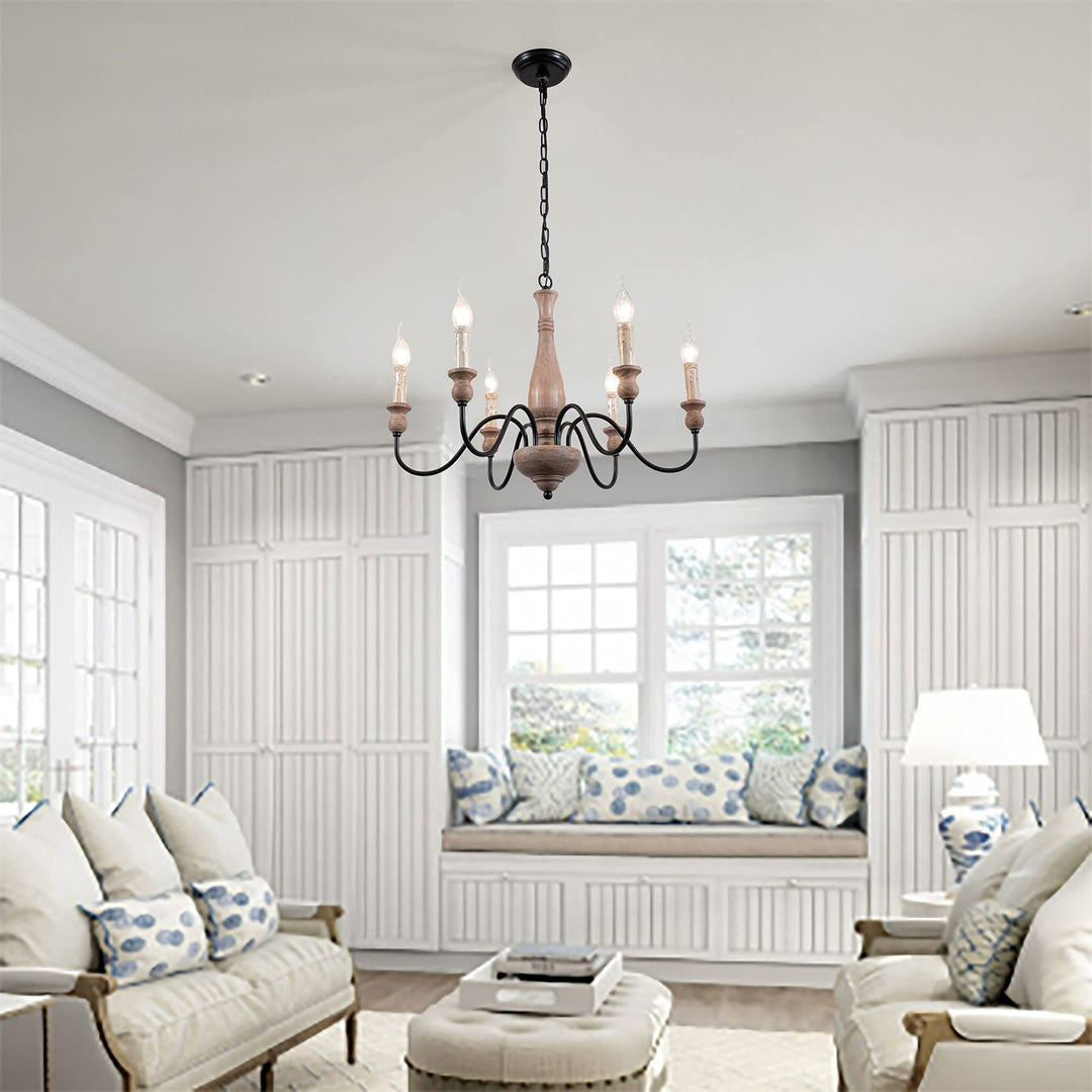Farmhouse Chandelier French Country for Dining Room 6-light Brown Industrial - Diamond Home USA