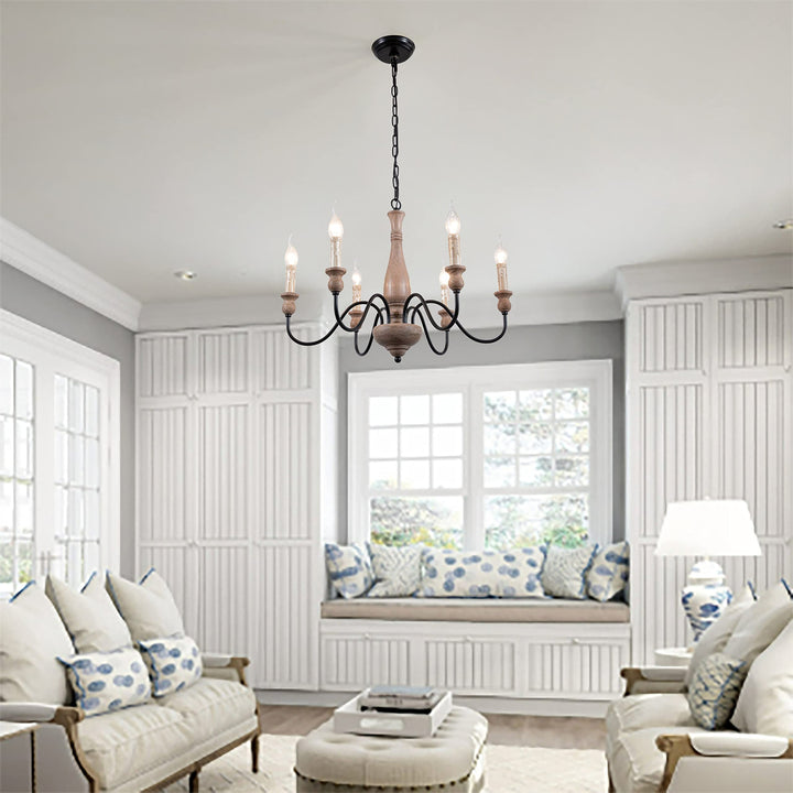 Farmhouse Chandelier French Country for Dining Room 6-light Brown Industrial - Diamond Home USA
