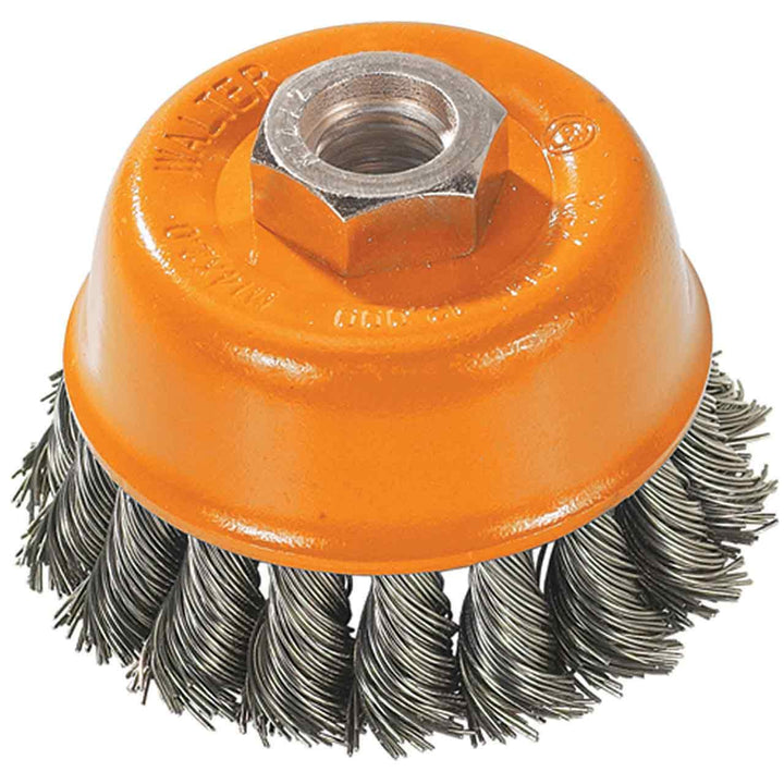 Walter 13F304 Wire Cup Brush - 3 in. Carbon Steel Knot Twisted Wire Cup