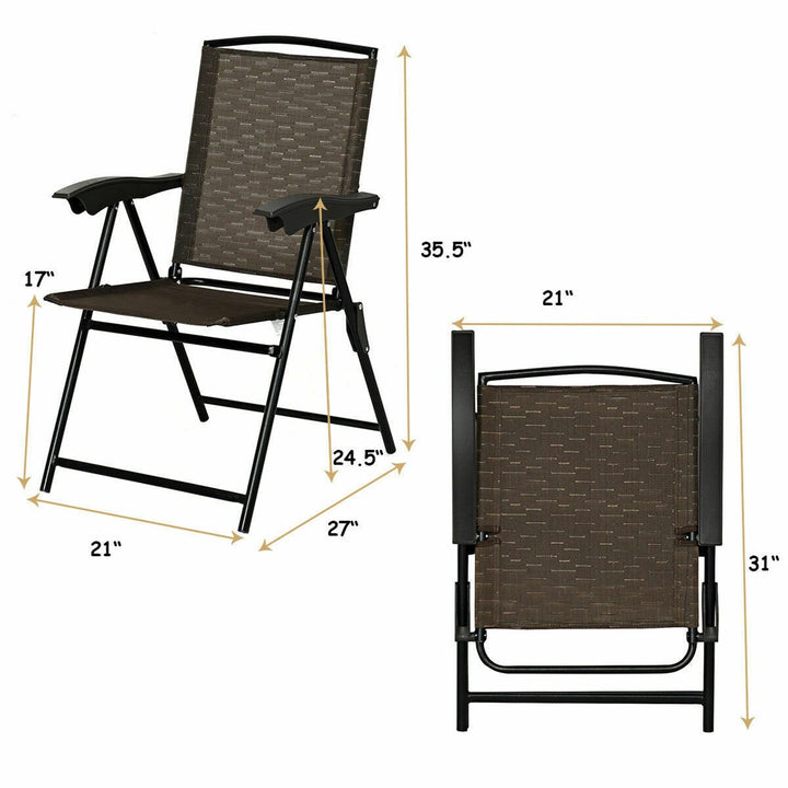 2pcs Folding Sling Chairs Set Portable with Adjustable Back Brown Modern - Diamond Home USA