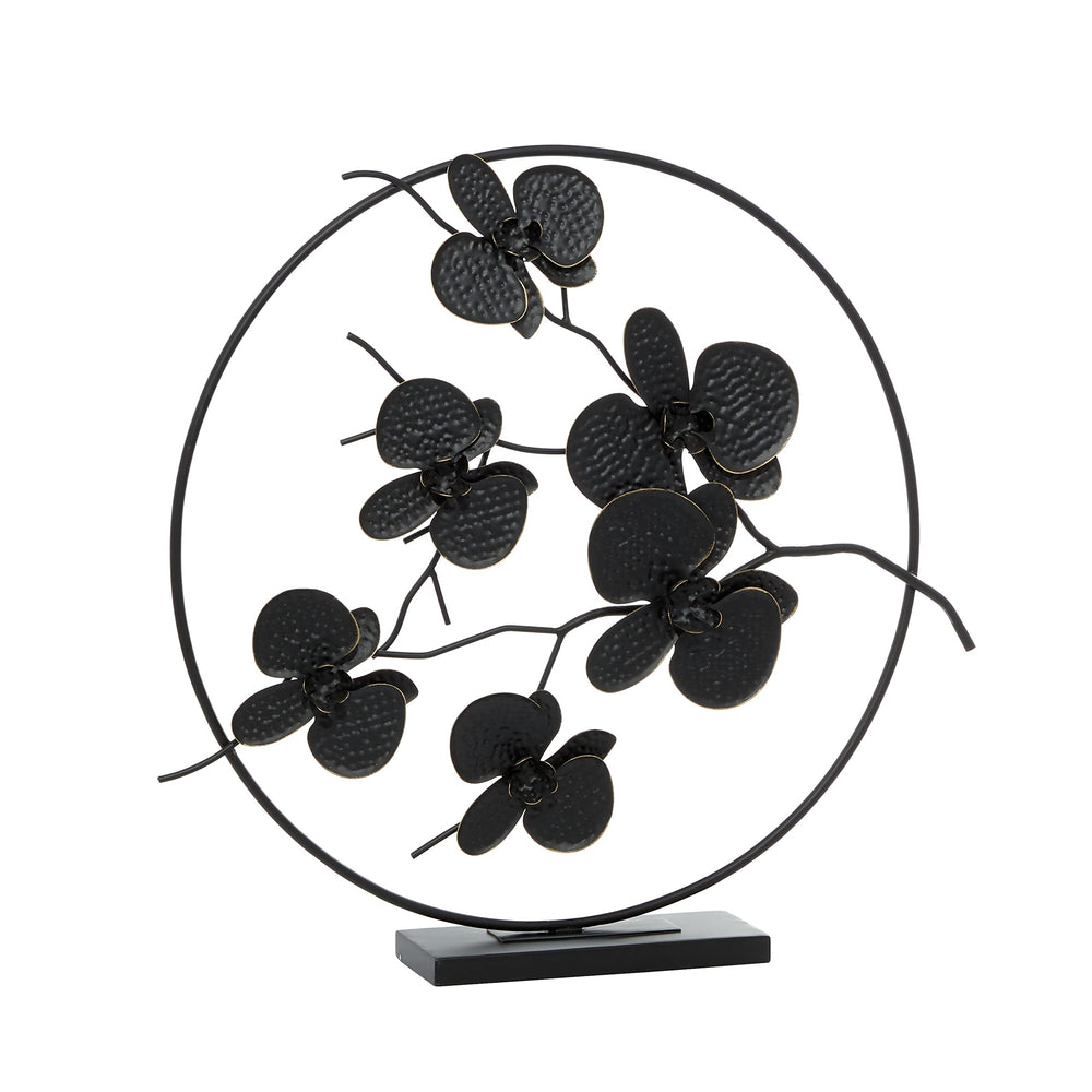 Black Metal Contemporary Leaves Sculpture 23 X 24 4 - Diamond Home USA