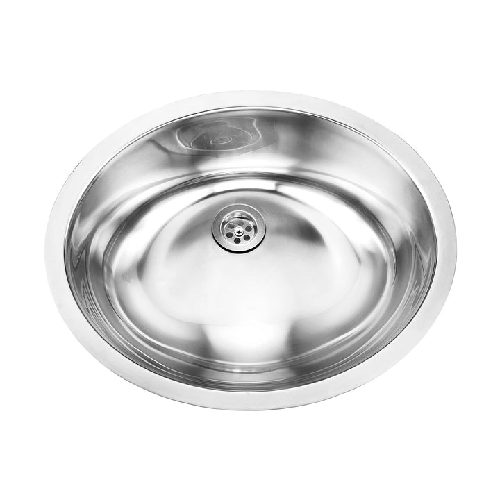Undermount Single Bowl Stainless Steel Bathroom Sink Oval 19w X 16l 7h Grey