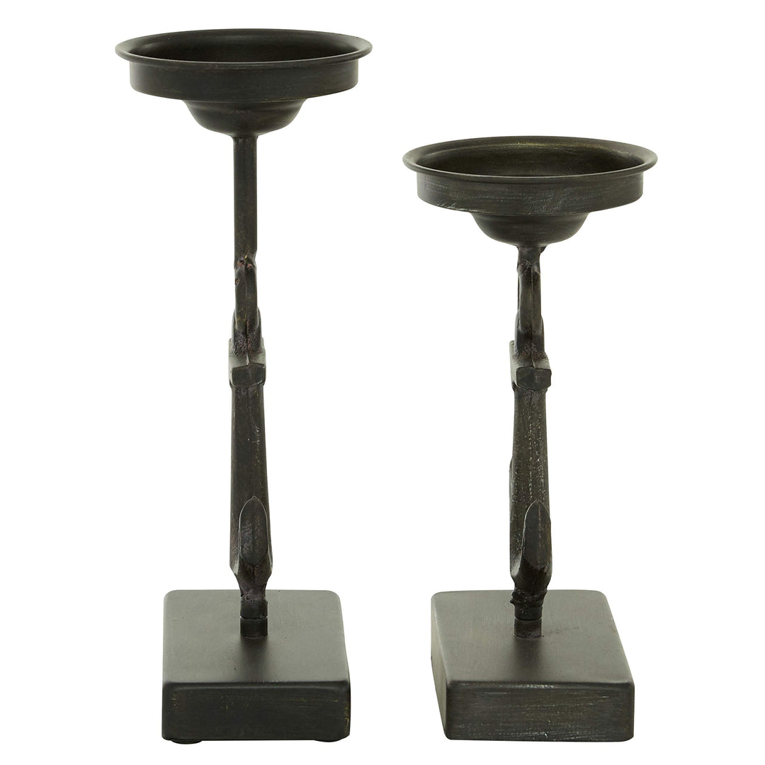 Metal Candle Holders with Ship Anchor Design Set of 2 11" 9" 4 X 6 11 Black - Diamond Home USA
