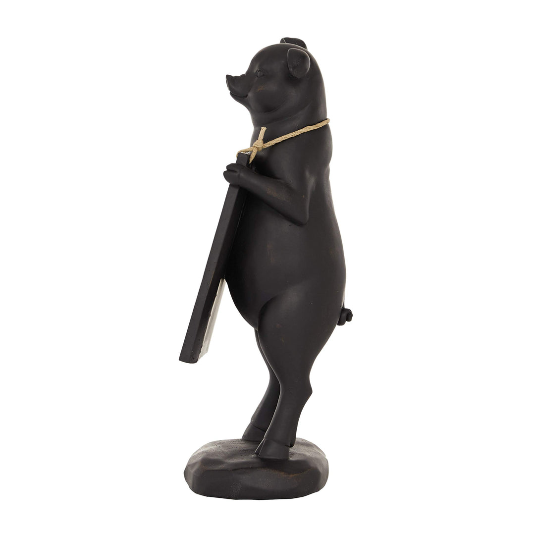 Black Resin Pig Chalkboard Sign Sculpture 17" X 6.5" 7 X 6 17 - Diamond Home USA