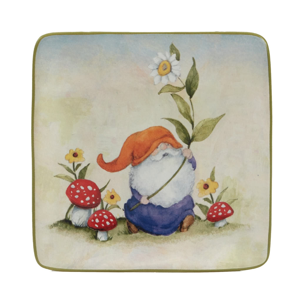 Garden Gnomes 6" Canape/luncheoppetiser Plates Set Of 4 Assorted Designs - Diamond Home USA