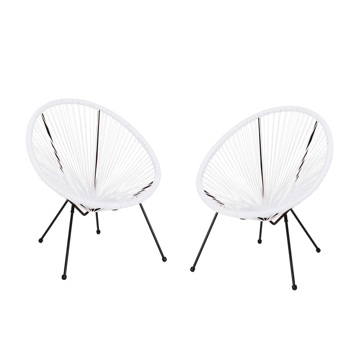 GDFStudio Outdoor Hammock Weave Chair with Steel Frame (Set of 2) - White and White, Black