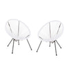 GDFStudio Outdoor Hammock Weave Chair with Steel Frame (Set of 2) - White and White, Black