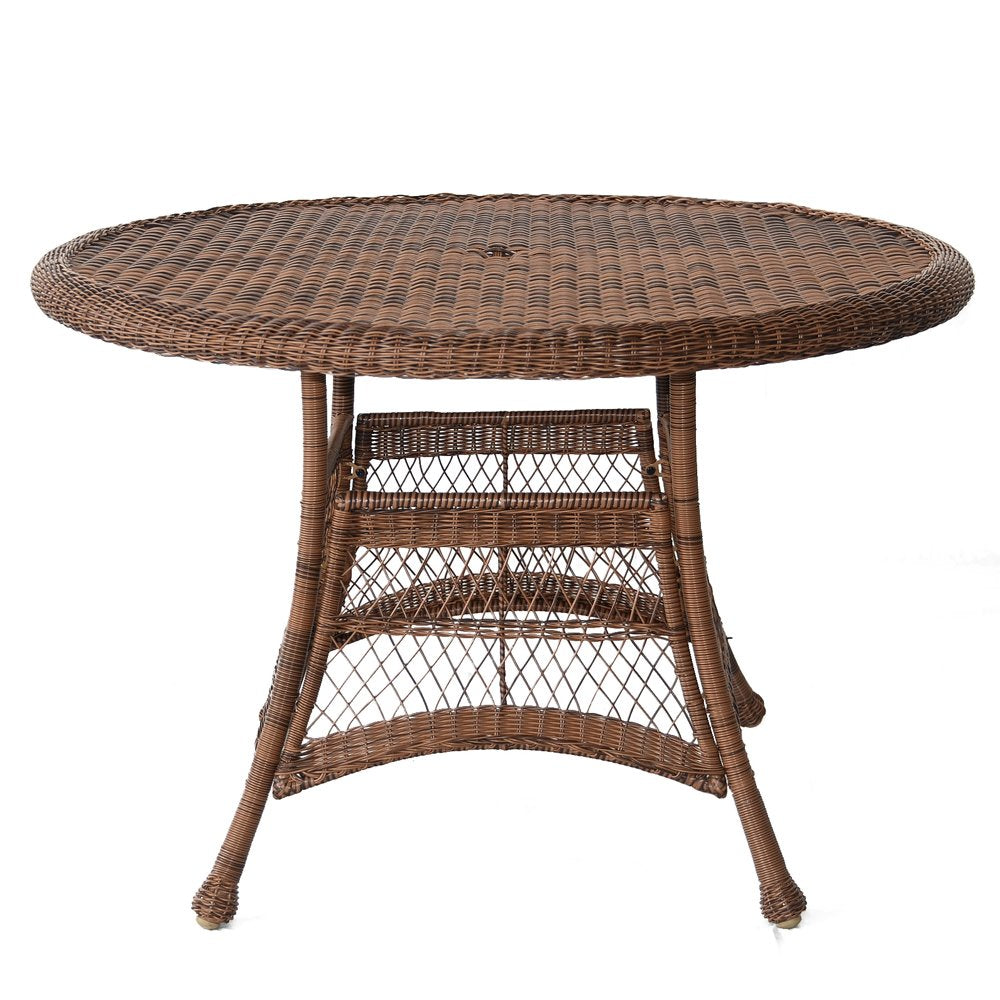 Jeco Wicker Round Dining Table 44" Honey