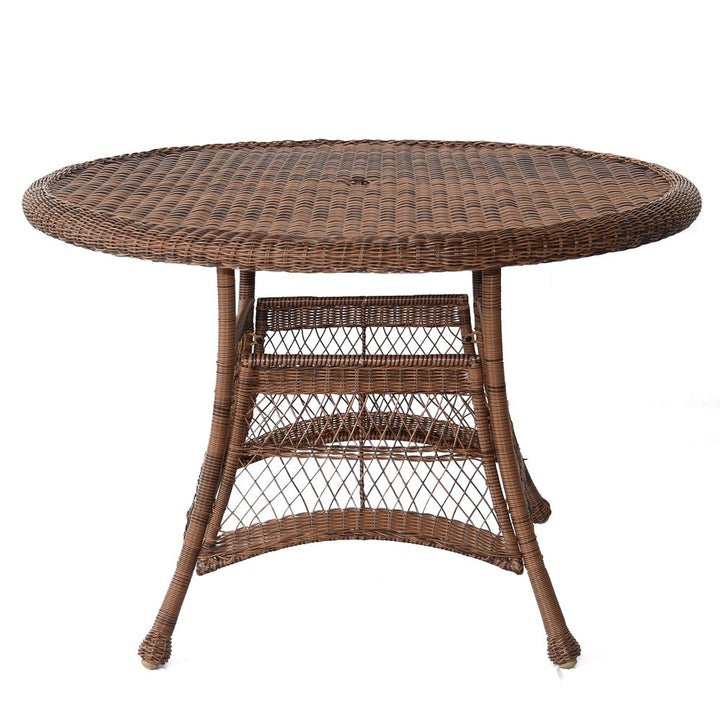 Jeco Wicker Round Dining Table 44" Honey