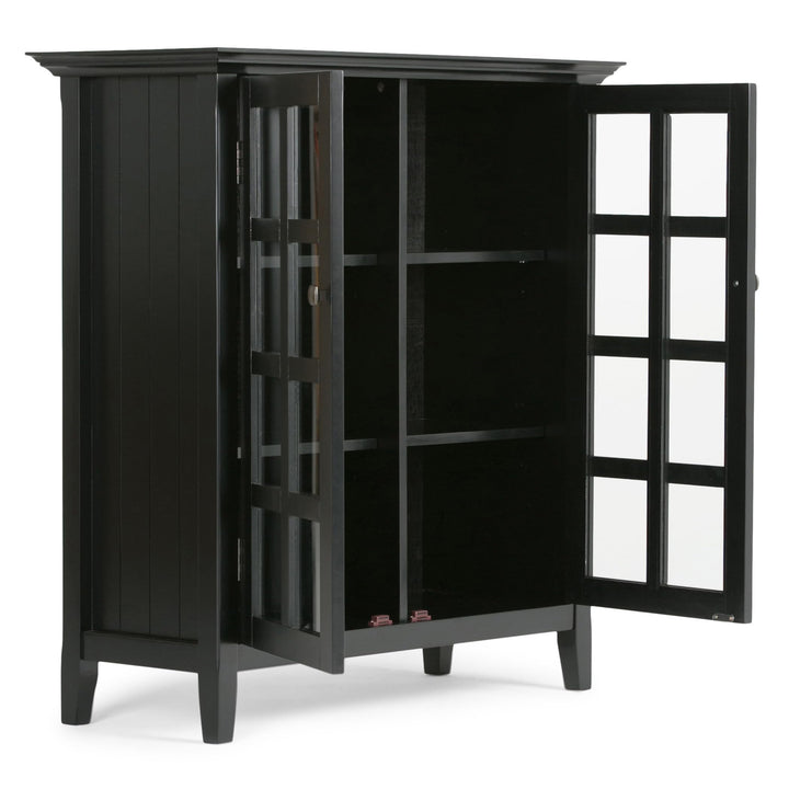 SIMPLIHOME Acadan SOLID WOOD 39 nch Wde Transtonal Medum Storage Cabnet Distressed