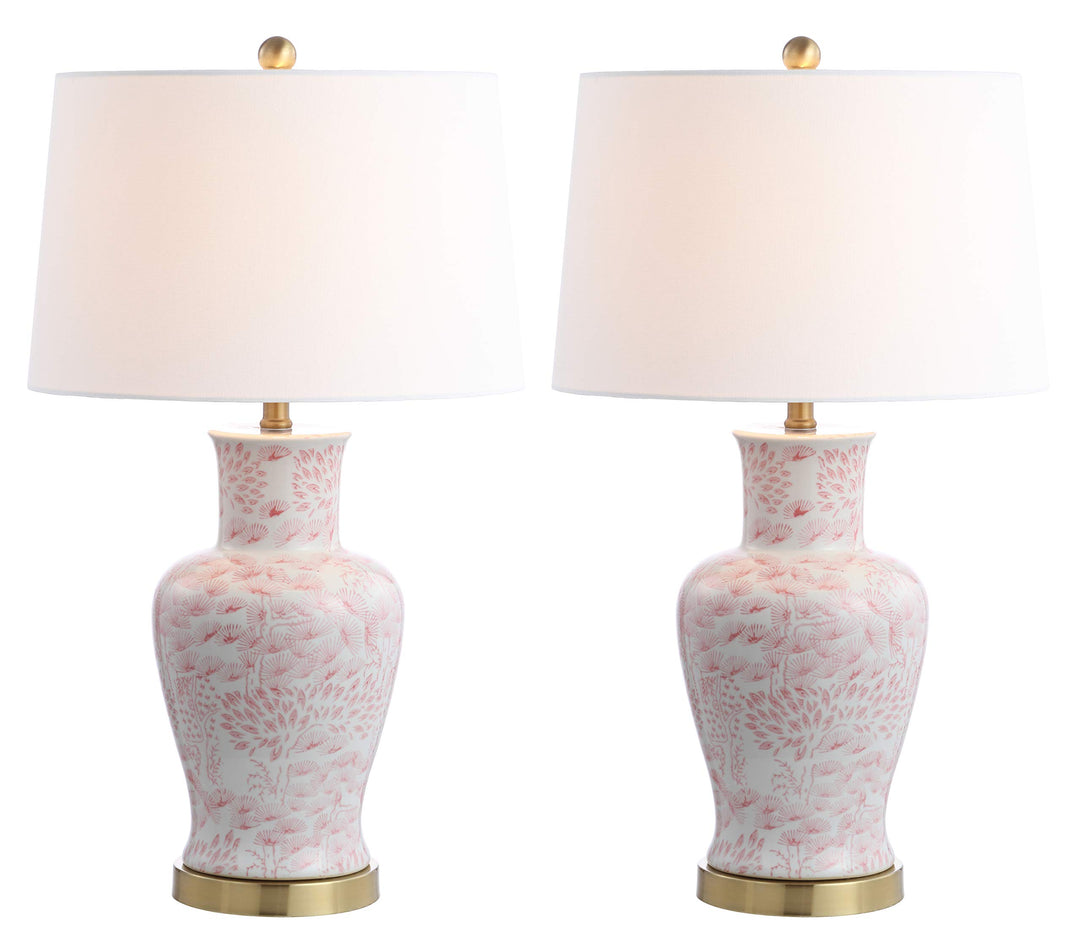 SAFAVIEH Lighting Collection Calli Pink/ White Chinoiserie 28-inch Bedroom - Diamond Home USA