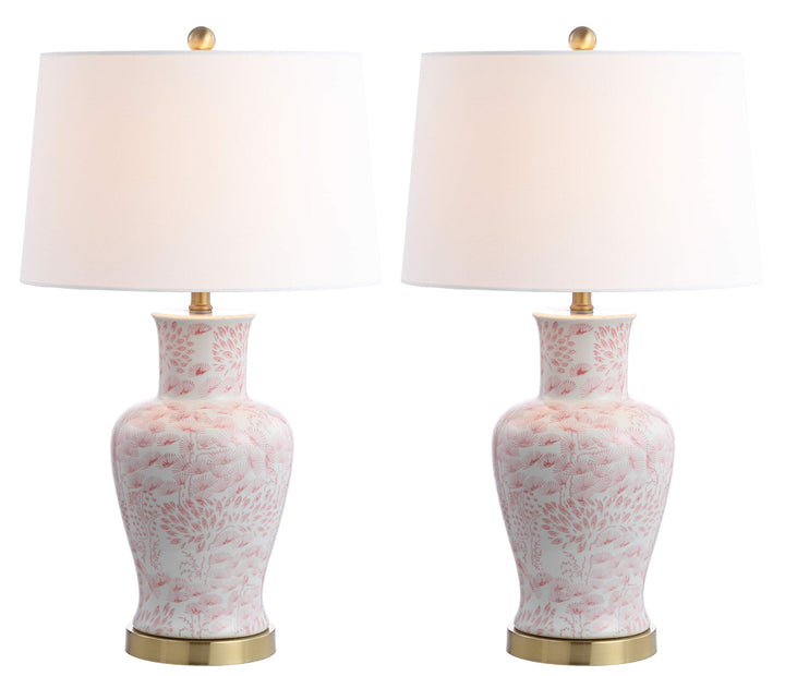 SAFAVIEH Lighting Collection Calli Pink/ White Chinoiserie 28-inch Bedroom - Diamond Home USA