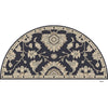 Paisley Border Hearth Rug Semi Circle Navy Blue Fireplace Rug Floral Pattern 2' x 4' Hearth - Navy