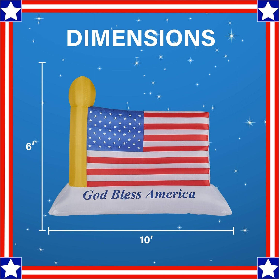 10-ft. Wide American Flag Blow Up Inflatable with Lights and Storage Bag Blue - Diamond Home USA