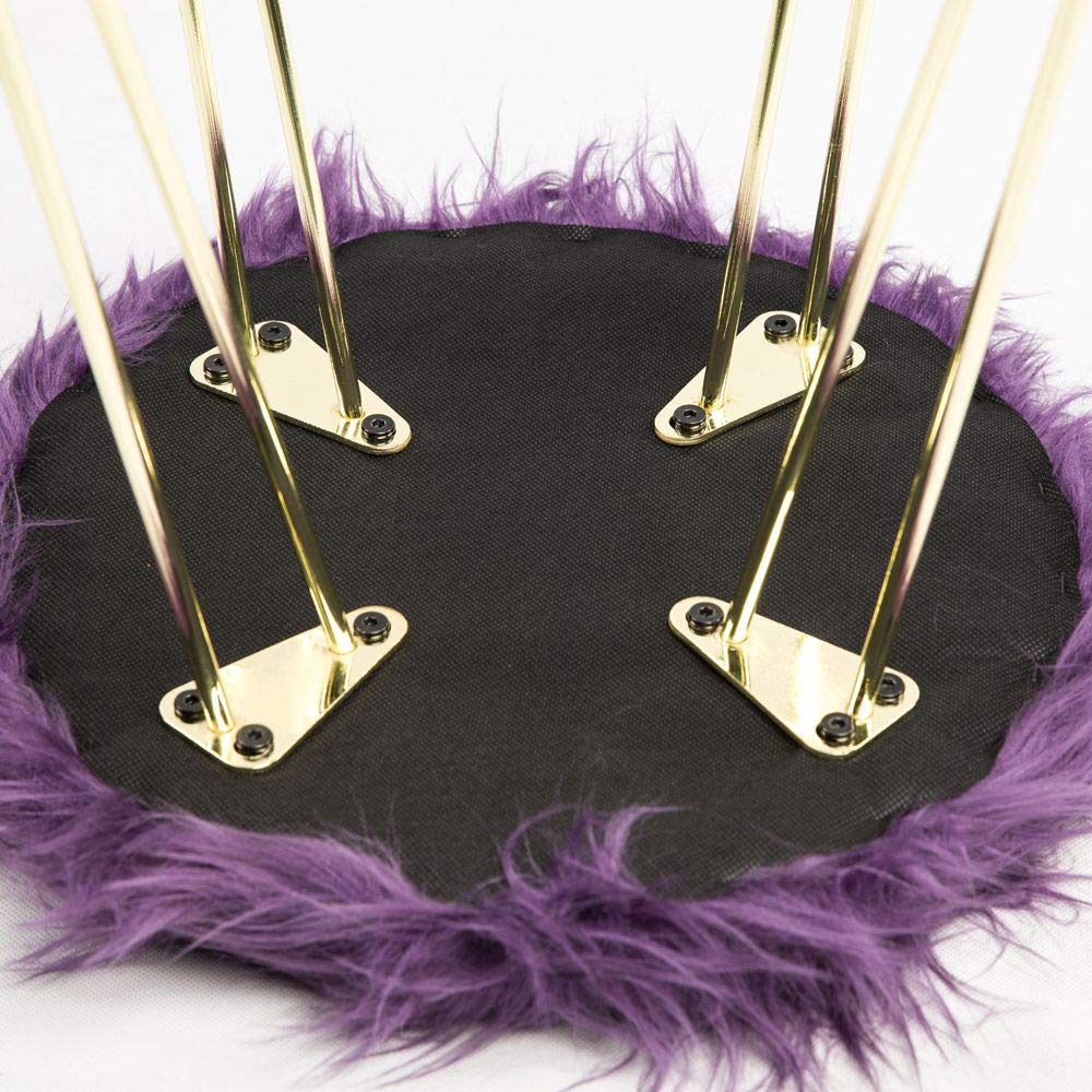 GIA Home Furniture Series Accent Metal Vanity Stool with Faux Fur Seat Purple - Diamond Home USA
