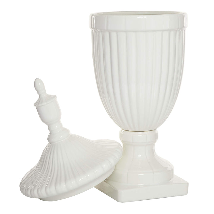 Updated Traditional White Ceramic 26-inches High X 10-inches Wide Gloss Urn - Diamond Home USA