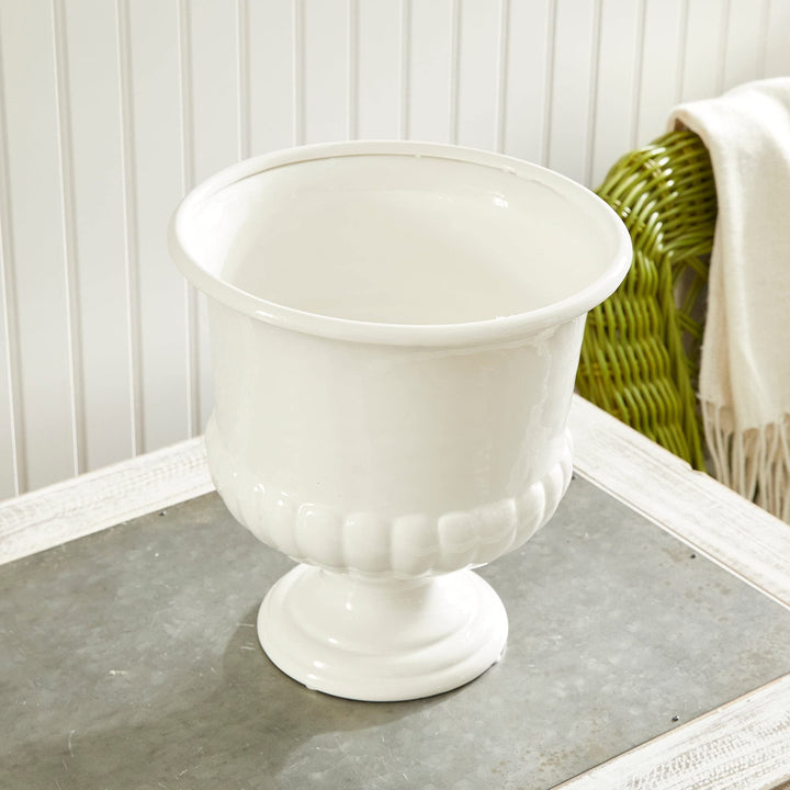 Decorative Pedestal Bowl Small White Clay - Diamond Home USA