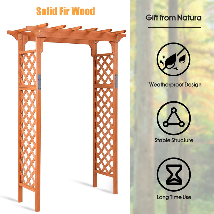 Wood Garden Wedding Arch Outdoor Trellis Pergola Brown Modern Contemporary - Diamond Home USA