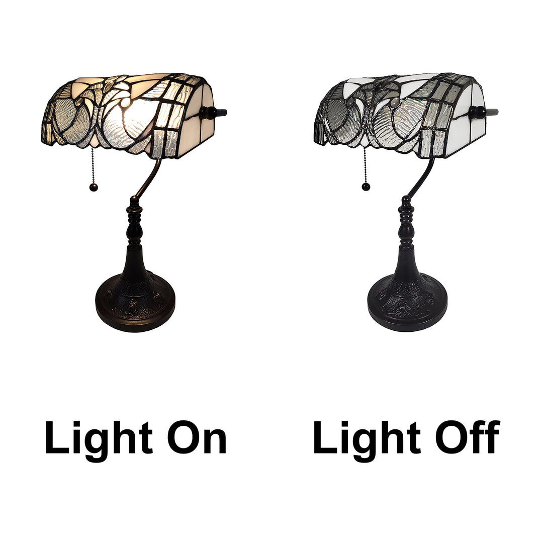 Amora Lighting Tiffany Style Stained Glass 16" Tall Desk Lamp White (AM366TL10) - Diamond Home USA