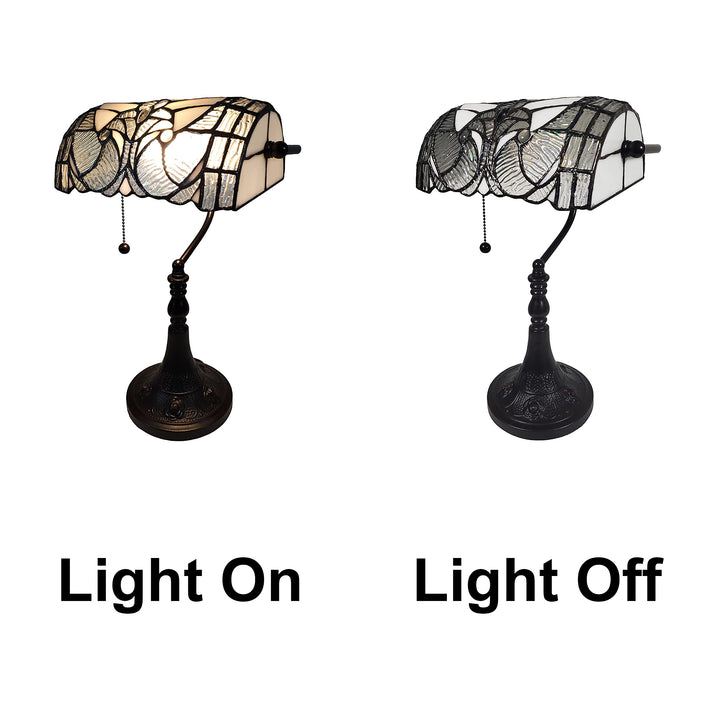 Amora Lighting Tiffany Style Stained Glass 16" Tall Desk Lamp White (AM366TL10) - Diamond Home USA