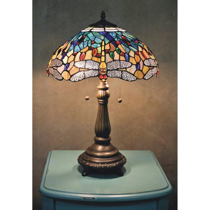 Tiffany-Style Yellow Dragonfly Table Lamp Blue Red Tiffany Bronze