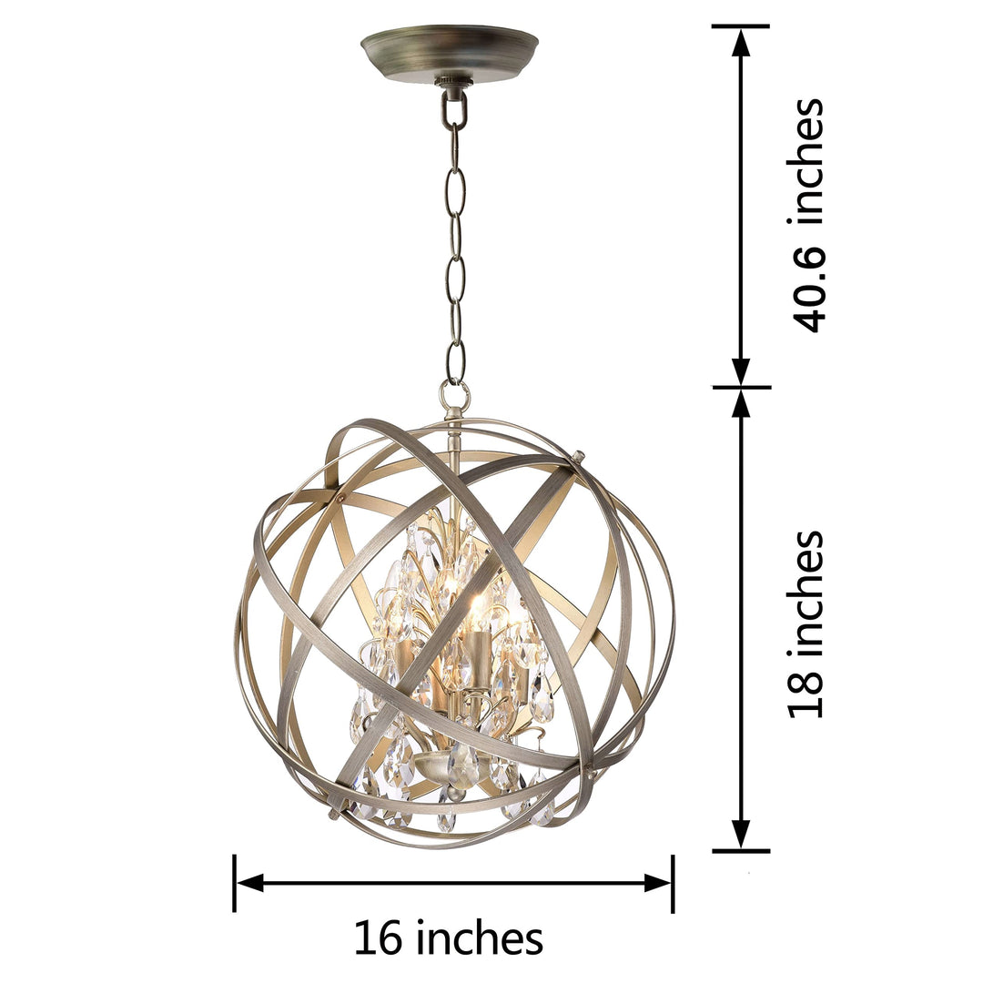 The Lighting Store Benita 4-Light Light Gold with Bronze Metal Crystal Orb - Diamond Home USA