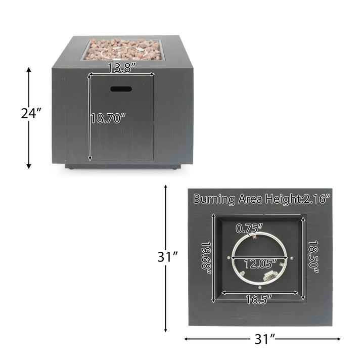 Christopher Knight Home Solomon Outdoor 33-Inch Square Fire Pit Brushed Brown - Diamond Home USA