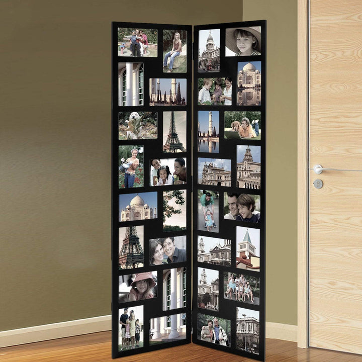 Black Wood Hinged Folding Screen-Style Collage Picture Photo Frame with 32