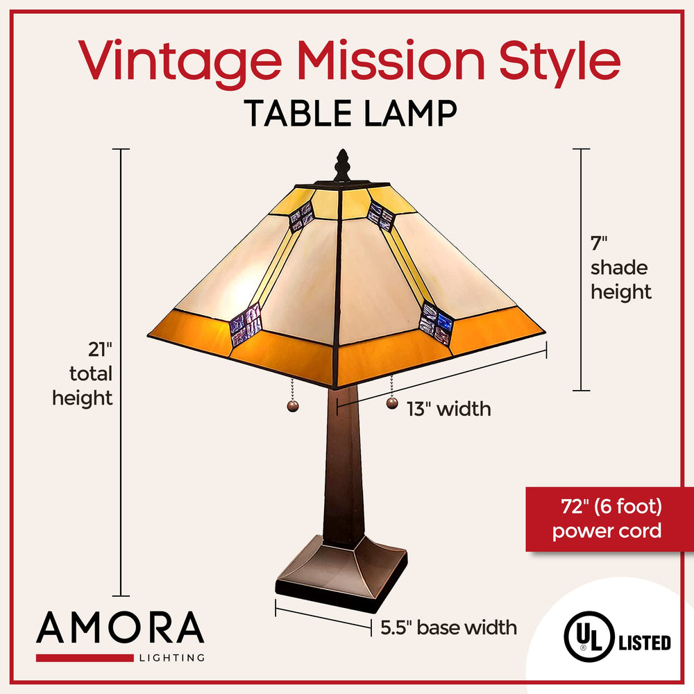 Amora Vintage Tiffany Table Lamp - Geometric Diamond Table Night Light - - Diamond Home USA