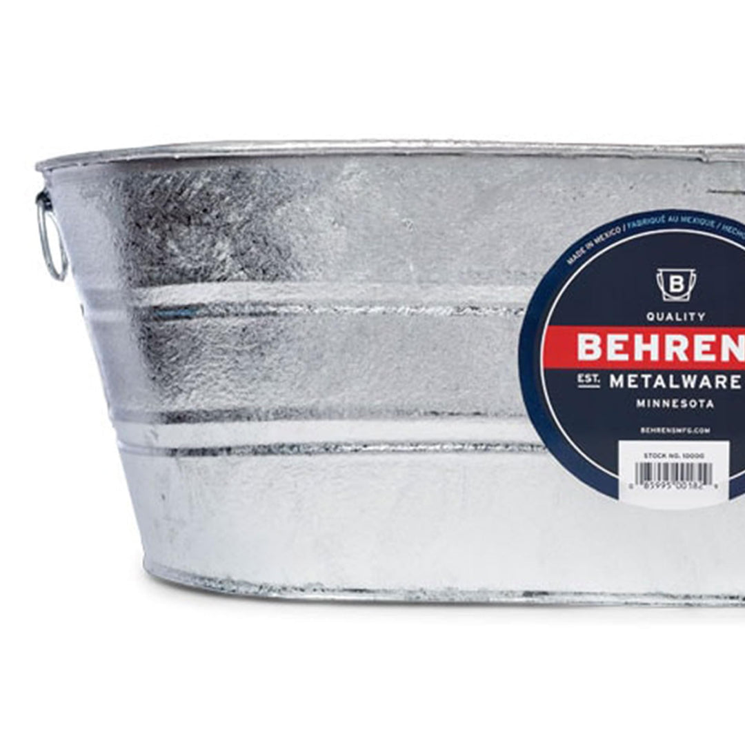 Behrens 16 Gallon Round Galvanized Weatherproof Steel Tub with Wire Handle and - Diamond Home USA