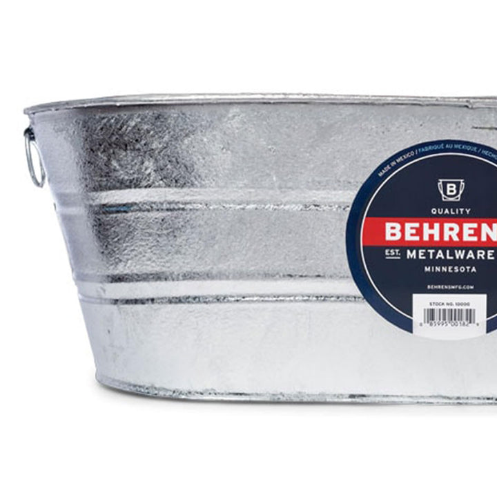 Behrens 16 Gallon Round Galvanized Weatherproof Steel Tub with Wire Handle and - Diamond Home USA