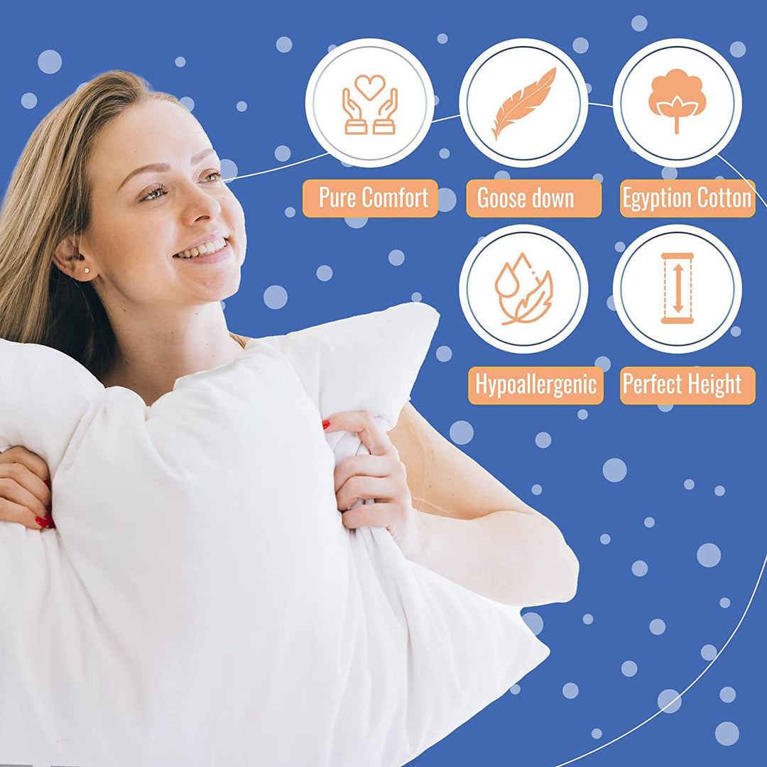 Continental Bedding Goose er & Down Pillows Thick Comfort Hotel Goose Queen - Diamond Home USA