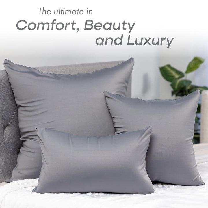 PILLOWY 22" x 22" Throw llow - Dark Grey: 1 PCS Luxurious Premium Microbead - Diamond Home USA