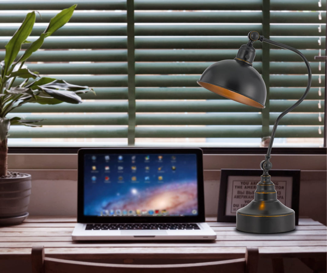 Cal Lighting BO-3025DK-AB Industrial Adjustable Metal Downbridge Desk Lamp - Diamond Home USA