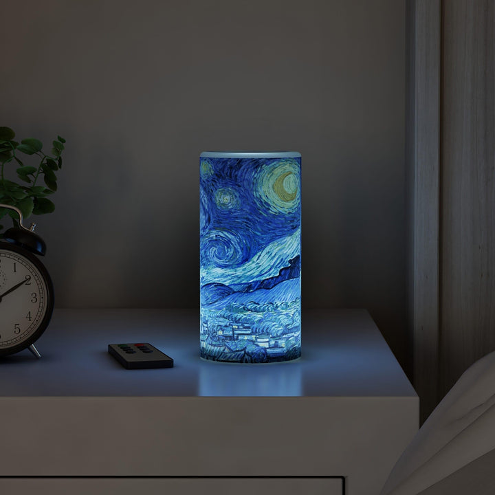 Led Starry Vanilla Scented Night Candle with Remote Control Art 1-piece
