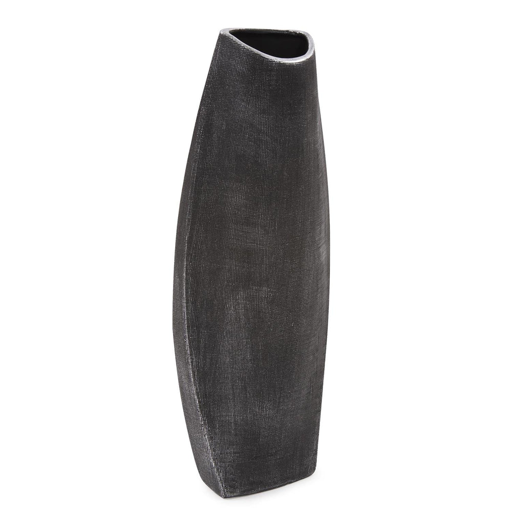 Howard Elliott Tall Free Formed Ceramic Vase in Textured Black - Diamond Home USA